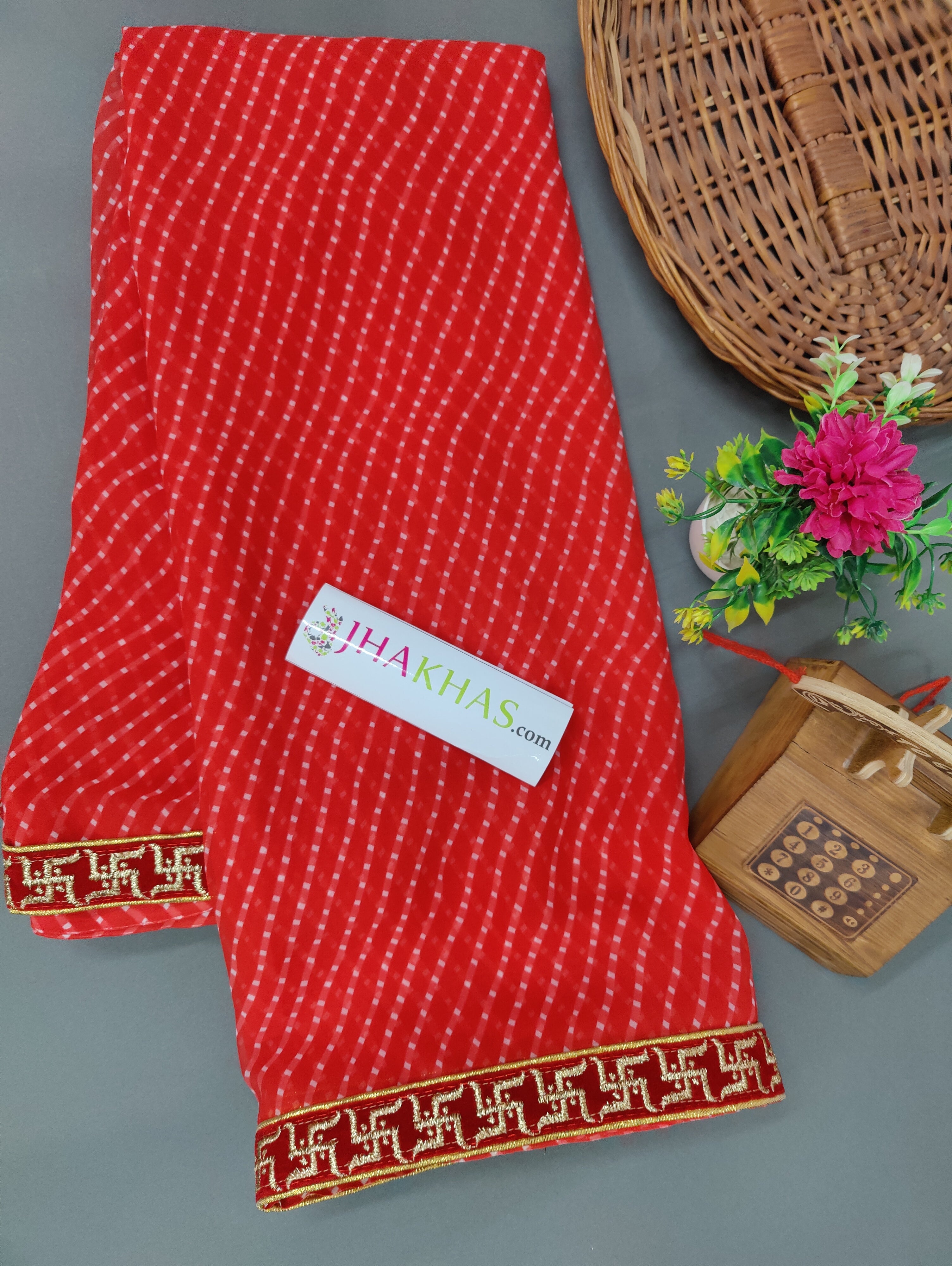 Rajasthani Leheriya Saree in red
