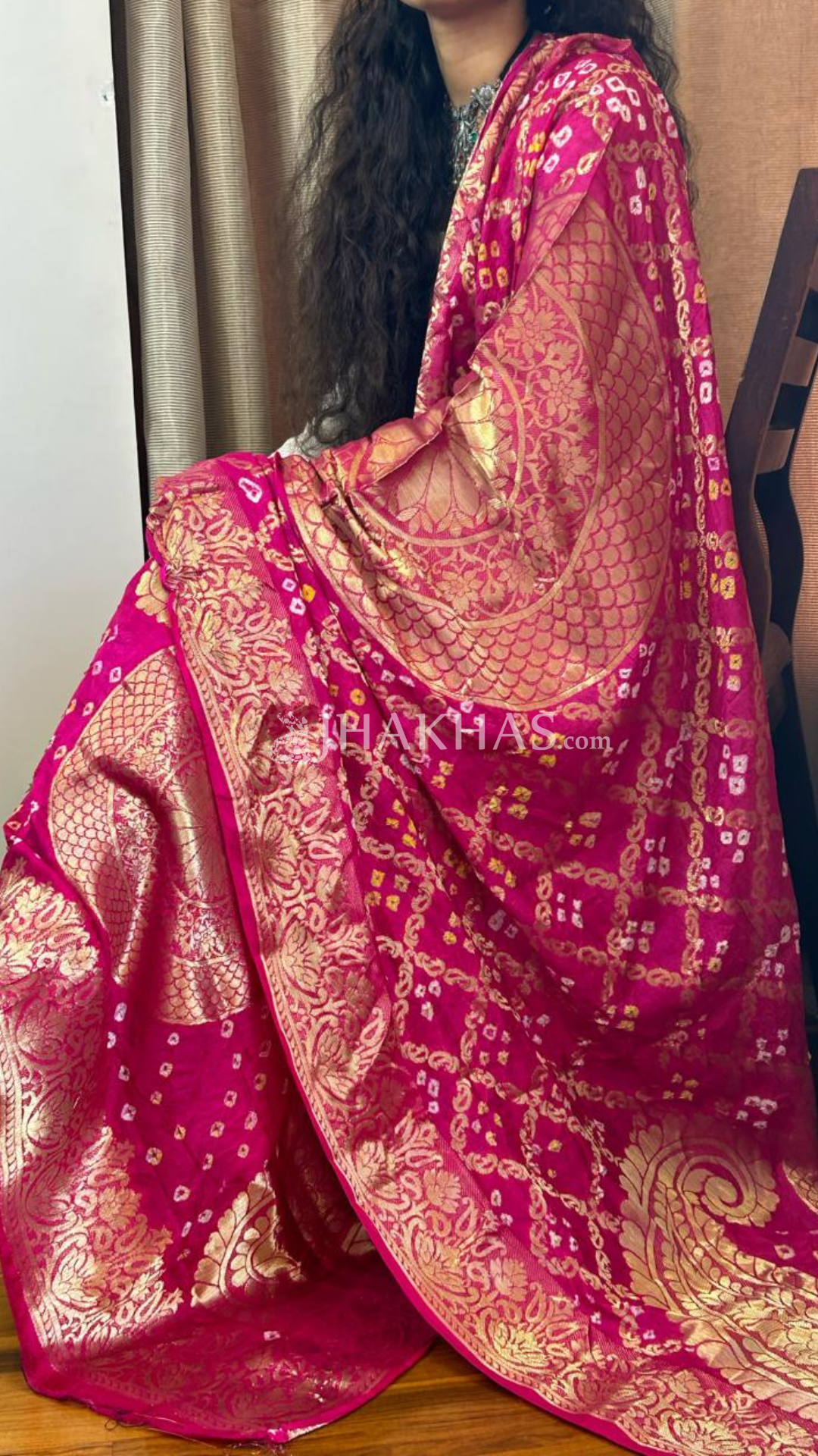 Rani Pink soft silk gharchola dupatta Banarasi