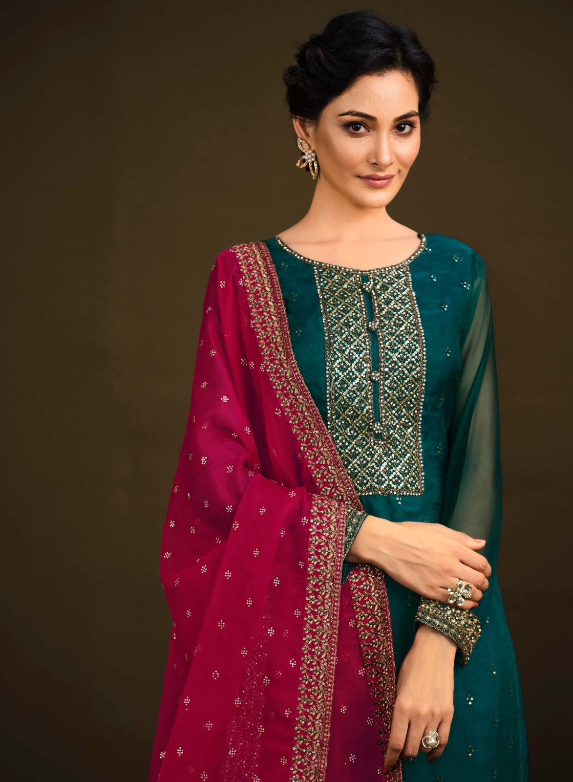 Party wear suit in green