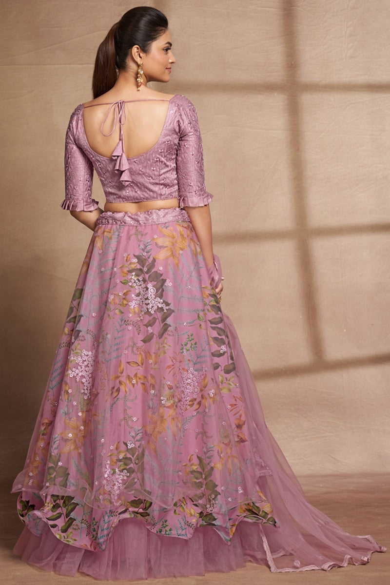 Cocktail Party Wear Mauv Lehenga