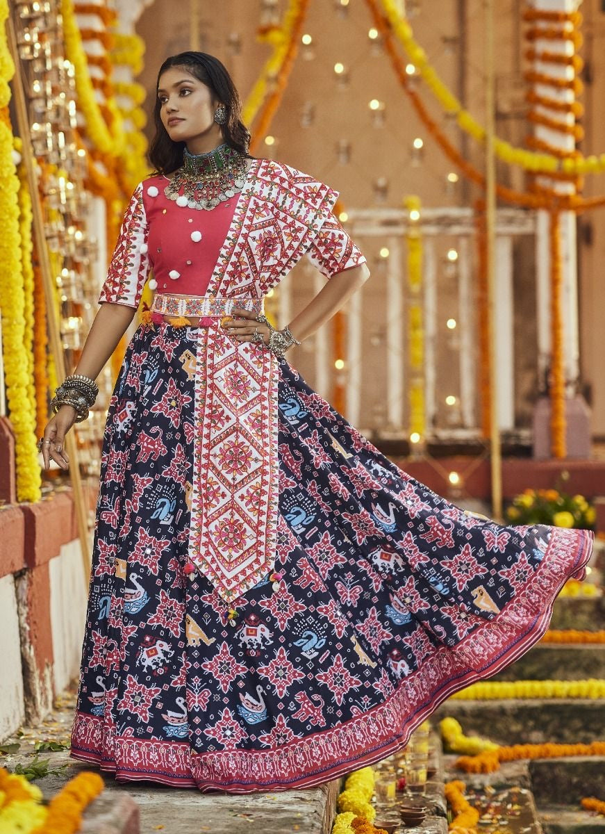 Blue Pink Navratri Lehenha Choli