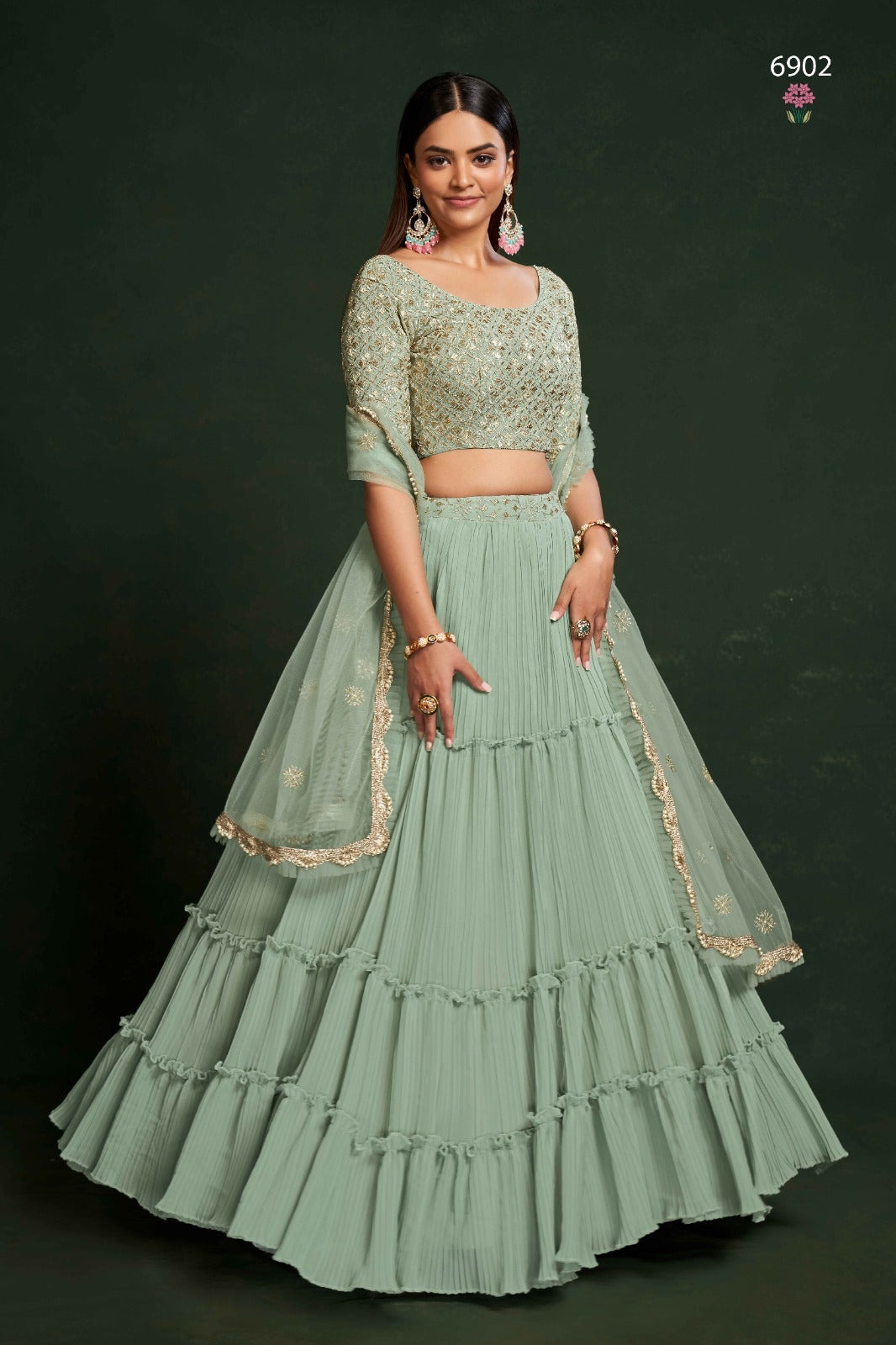 Stylish Green Lehenga