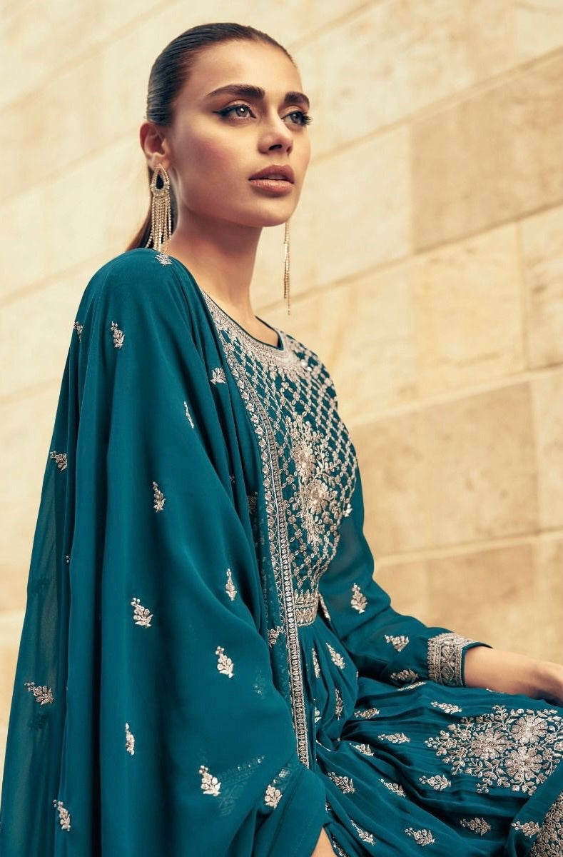 Party wear sharara suit in blue