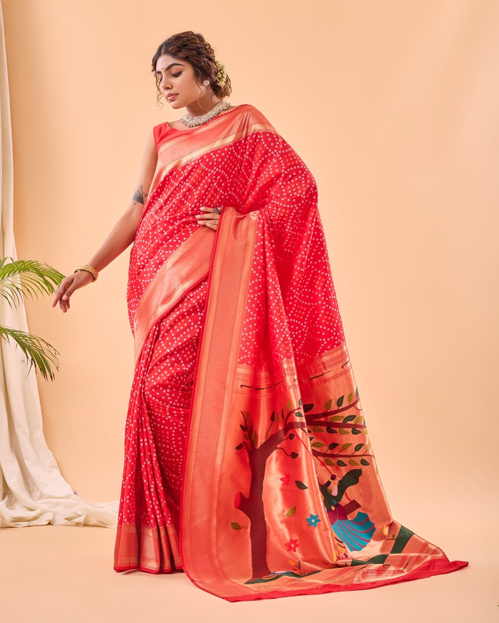 Paithani Banarasi Saree in red