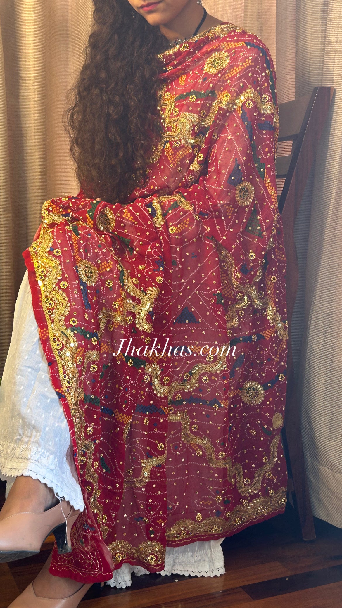 Red Bandhej Marwadi chunri