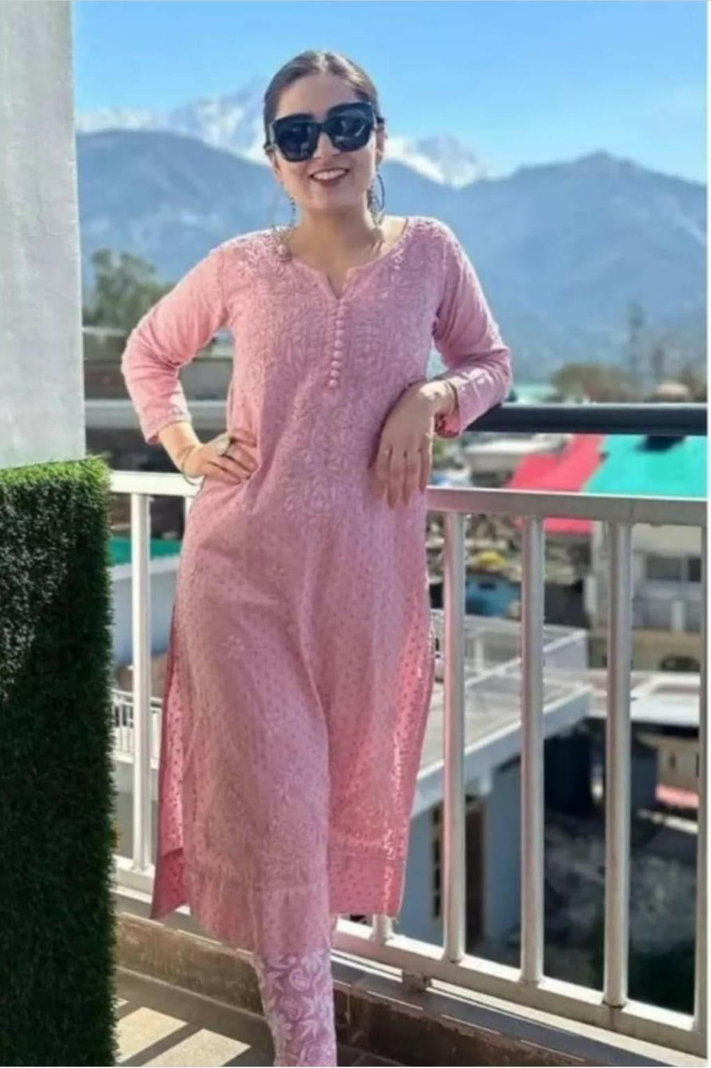 Pink kurti 2024 with jeans