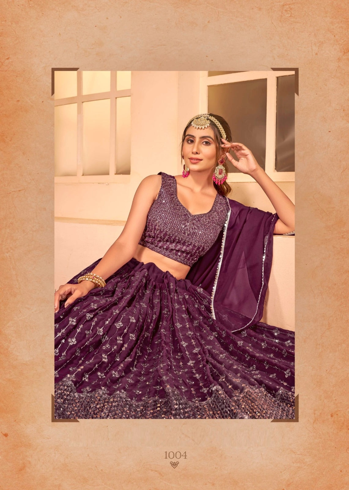 Party Wear wine Lehenga