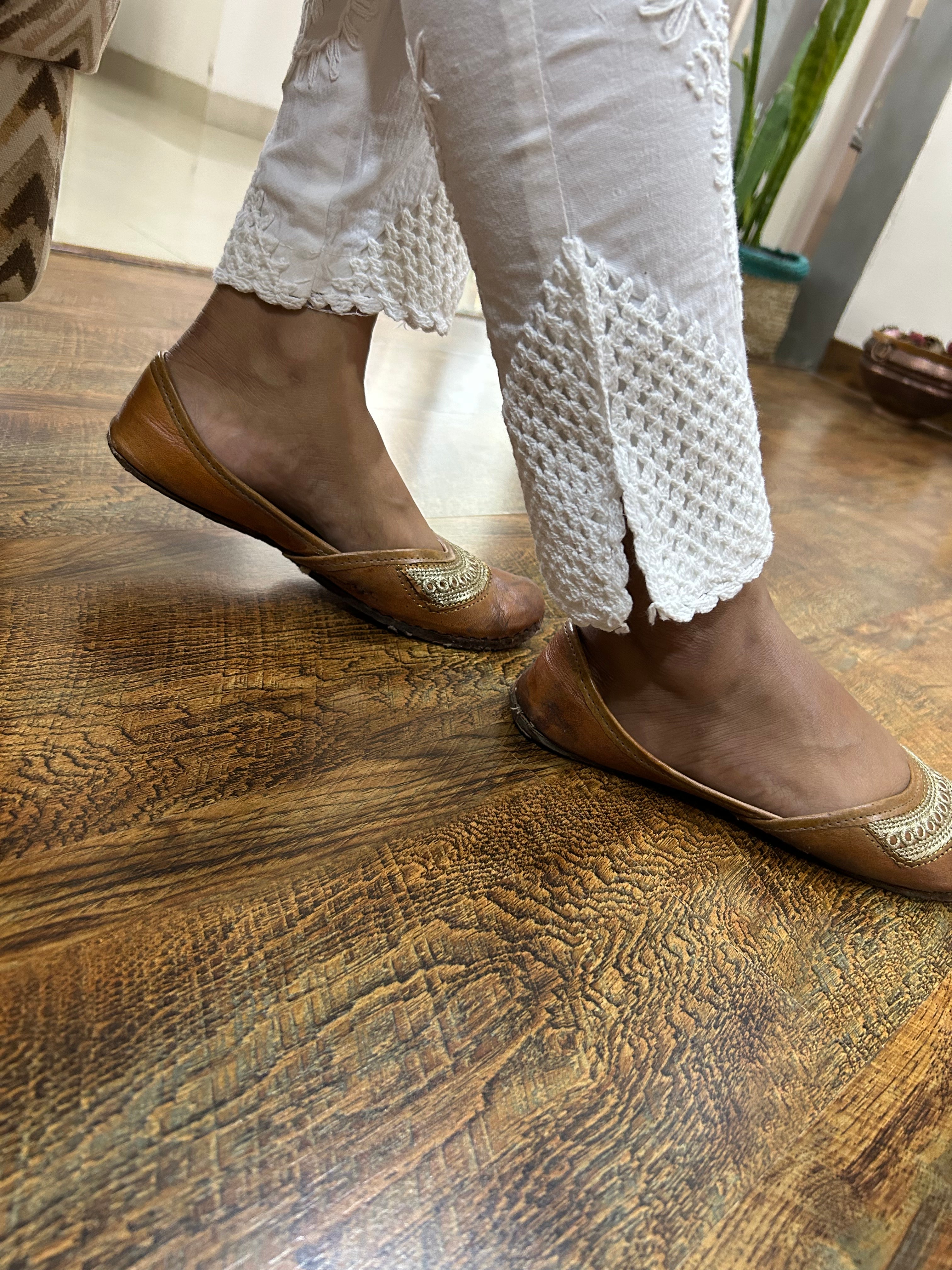 Chikankari Pant White Stretchable