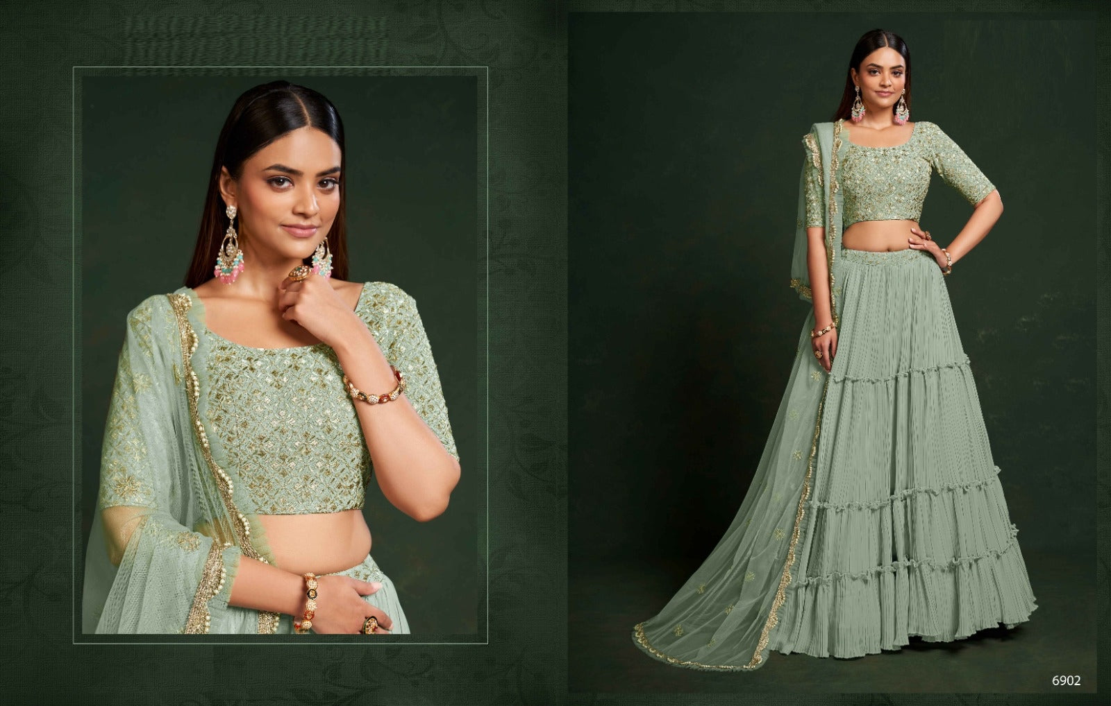 Stylish Green Lehenga