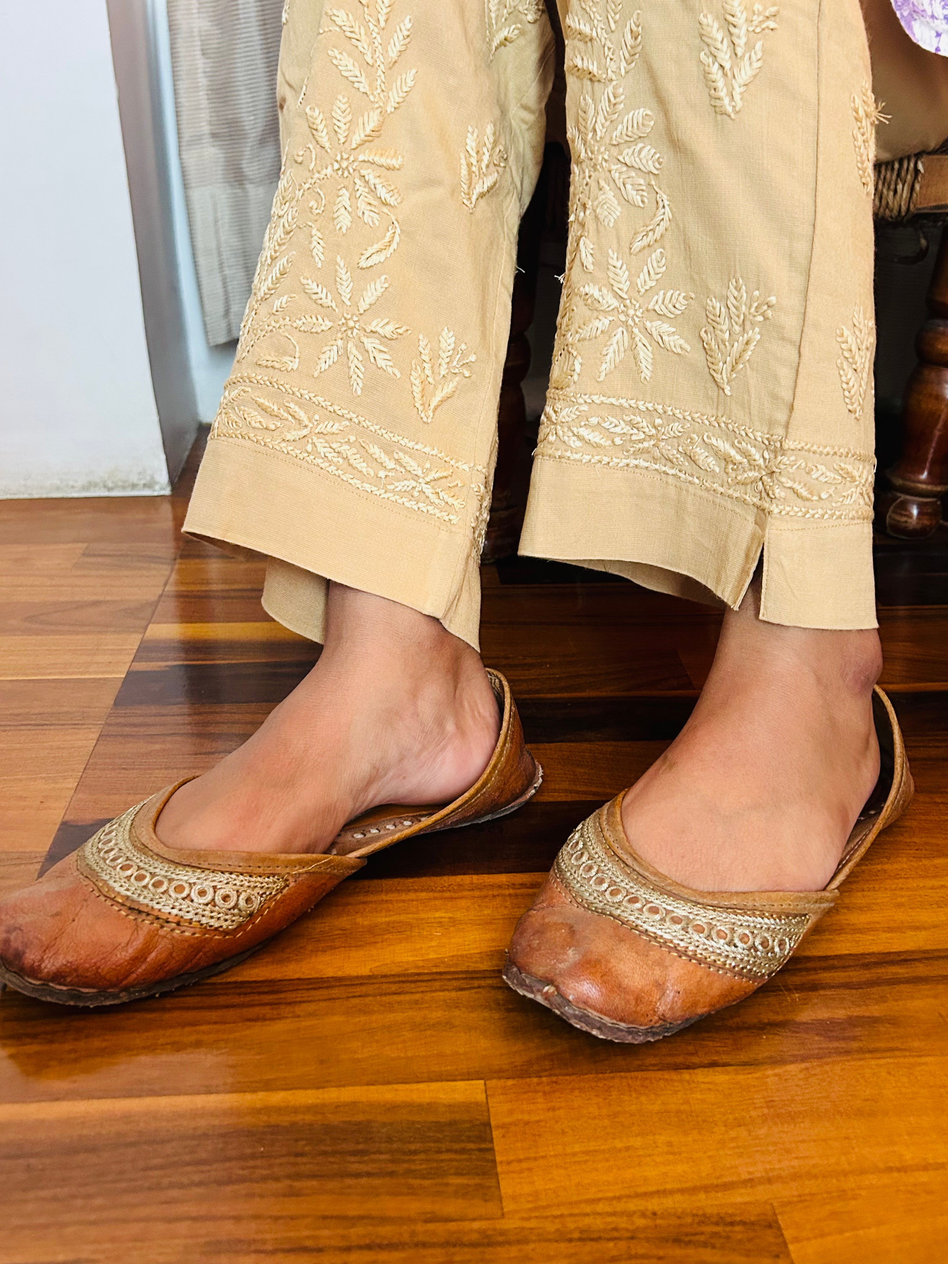 Lucknowi Chinkari beige pants
