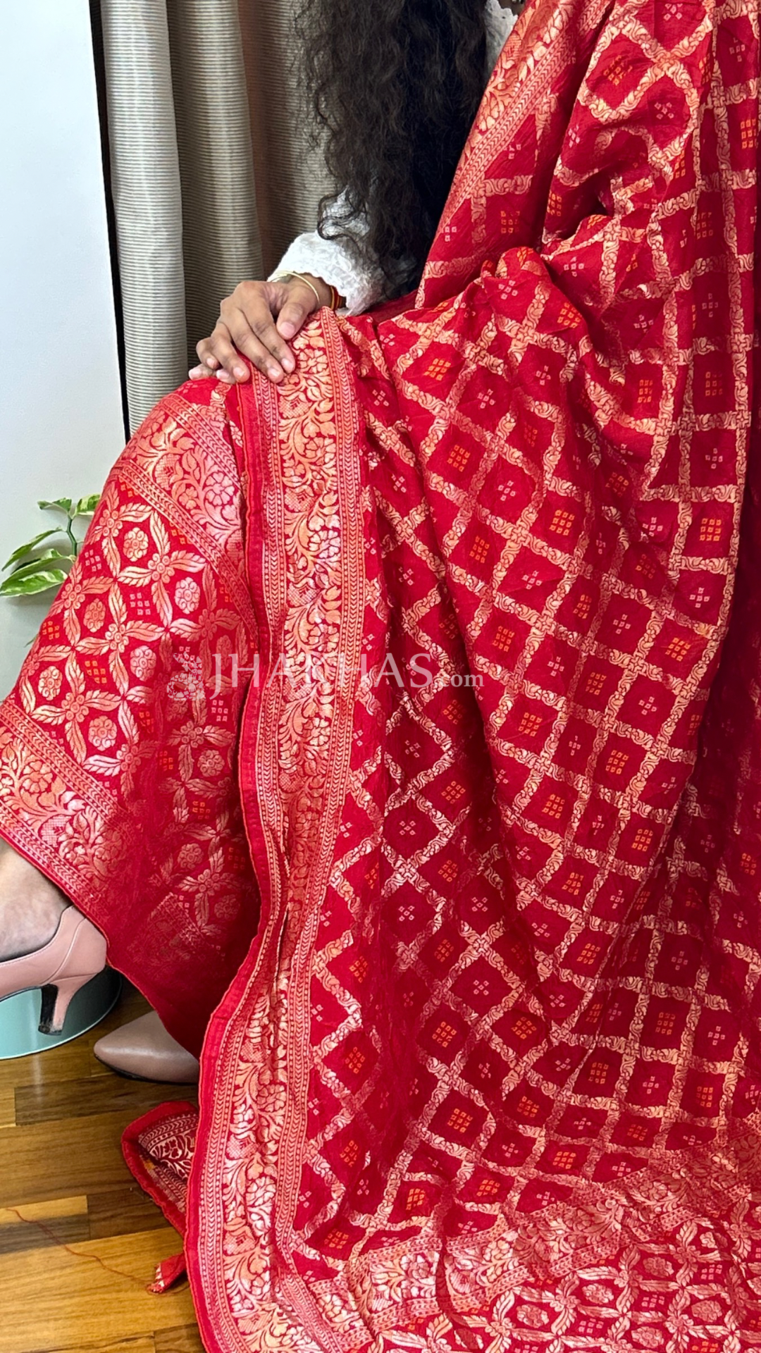 Red Banarasi Gharchola Dola Silk Dupatta
