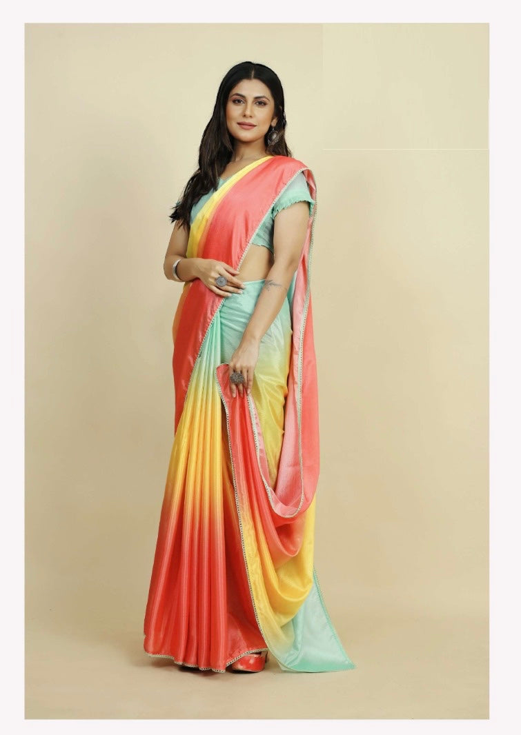 Rocky And Rani Yellow Orange Trending Saree