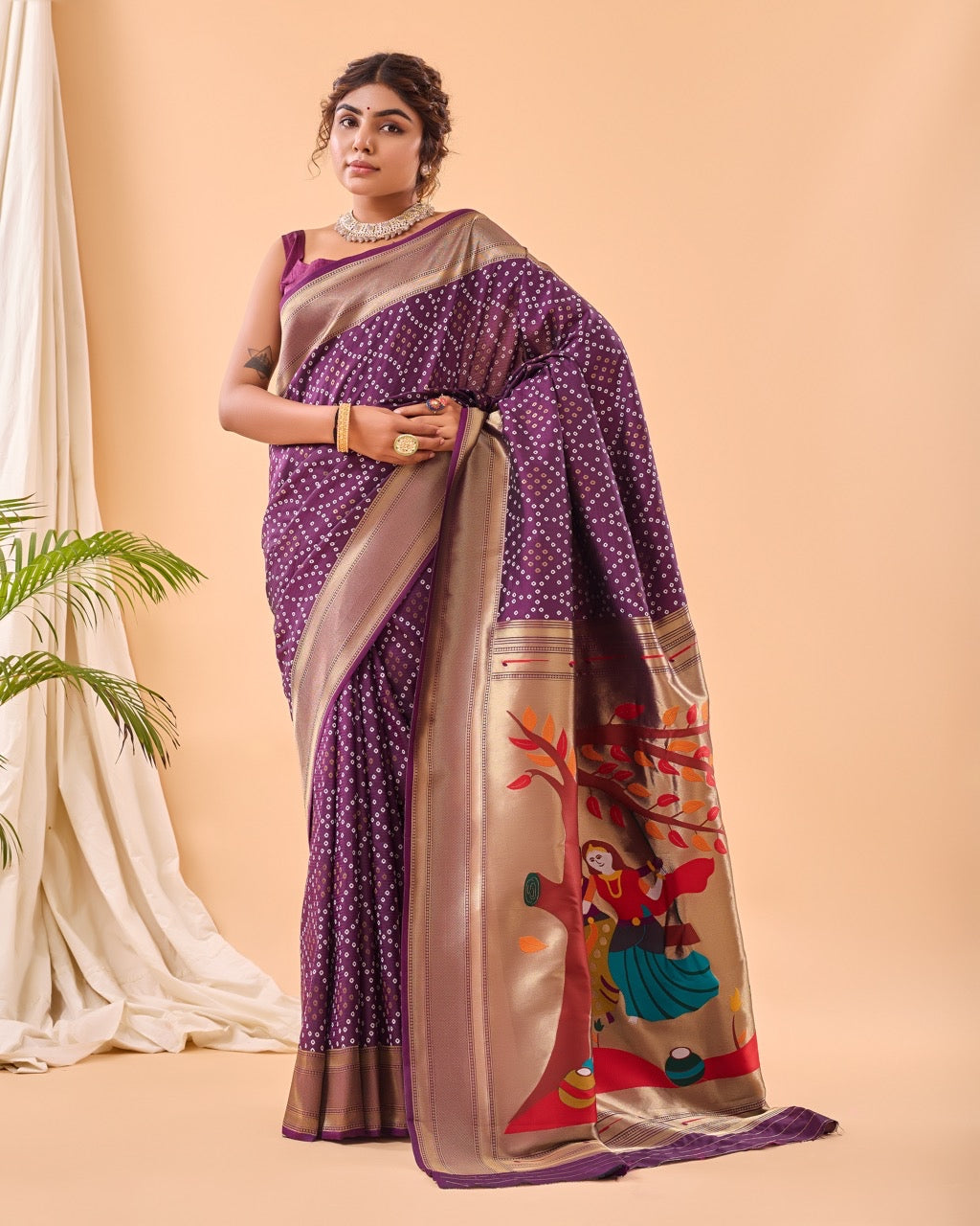 Paithani Banarasi Saree in purple