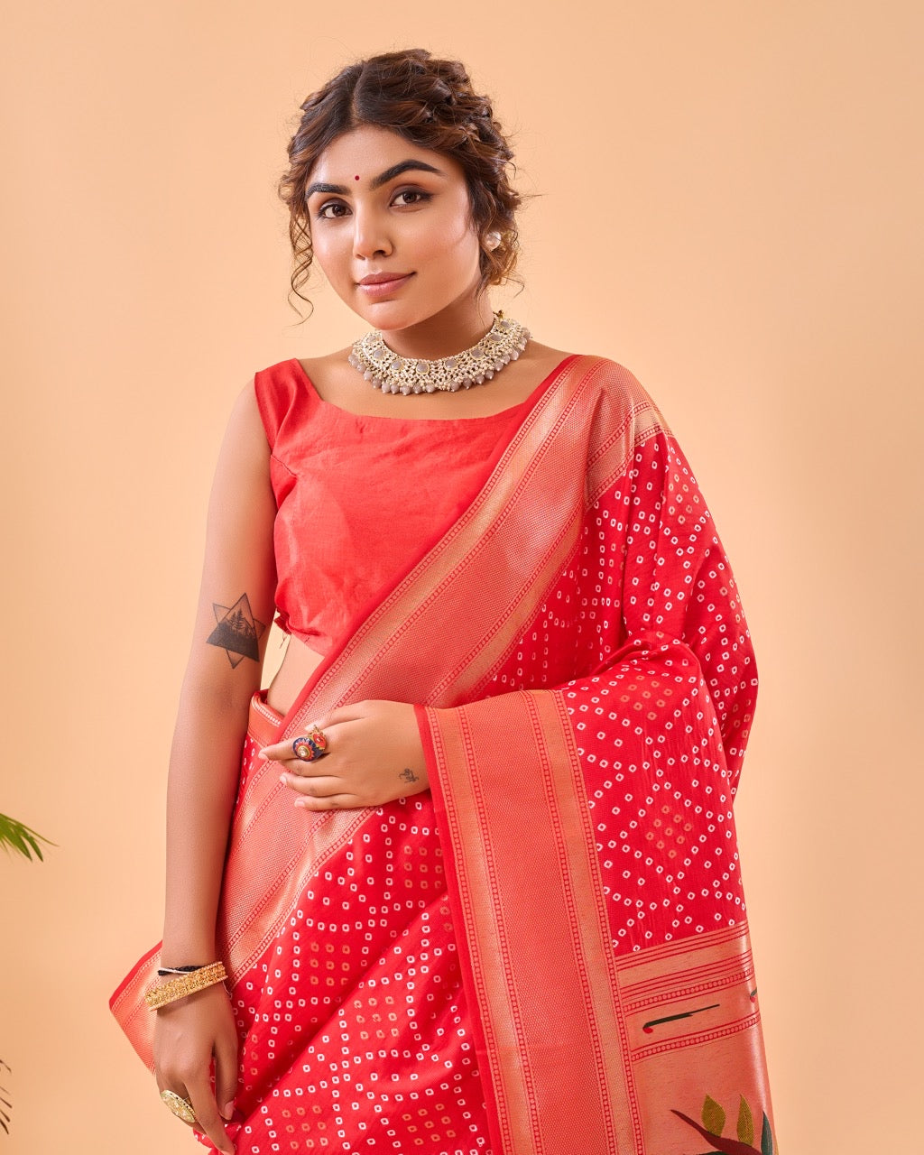 Paithani Banarasi Saree in red