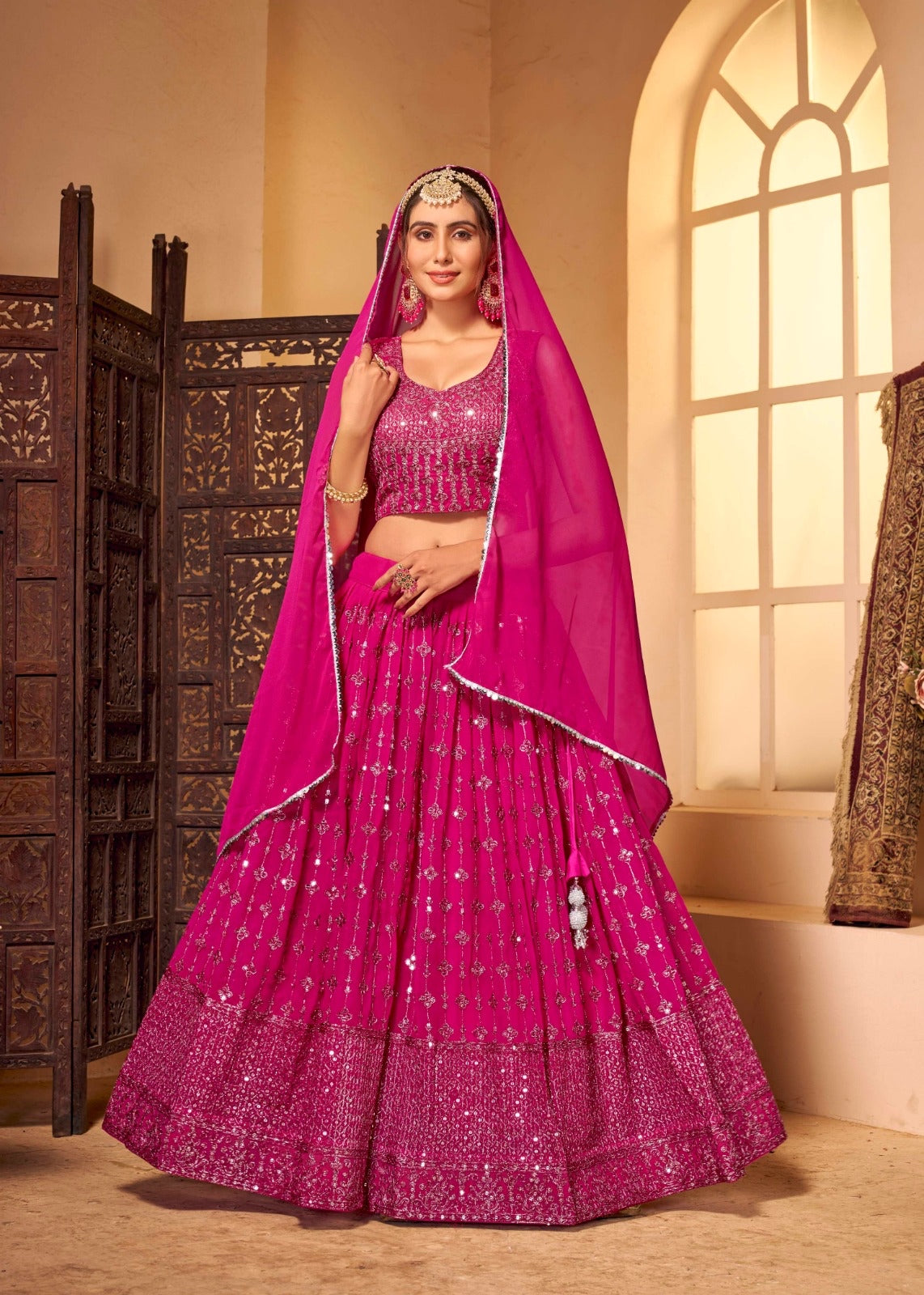 Party Wear Pink Lehenga
