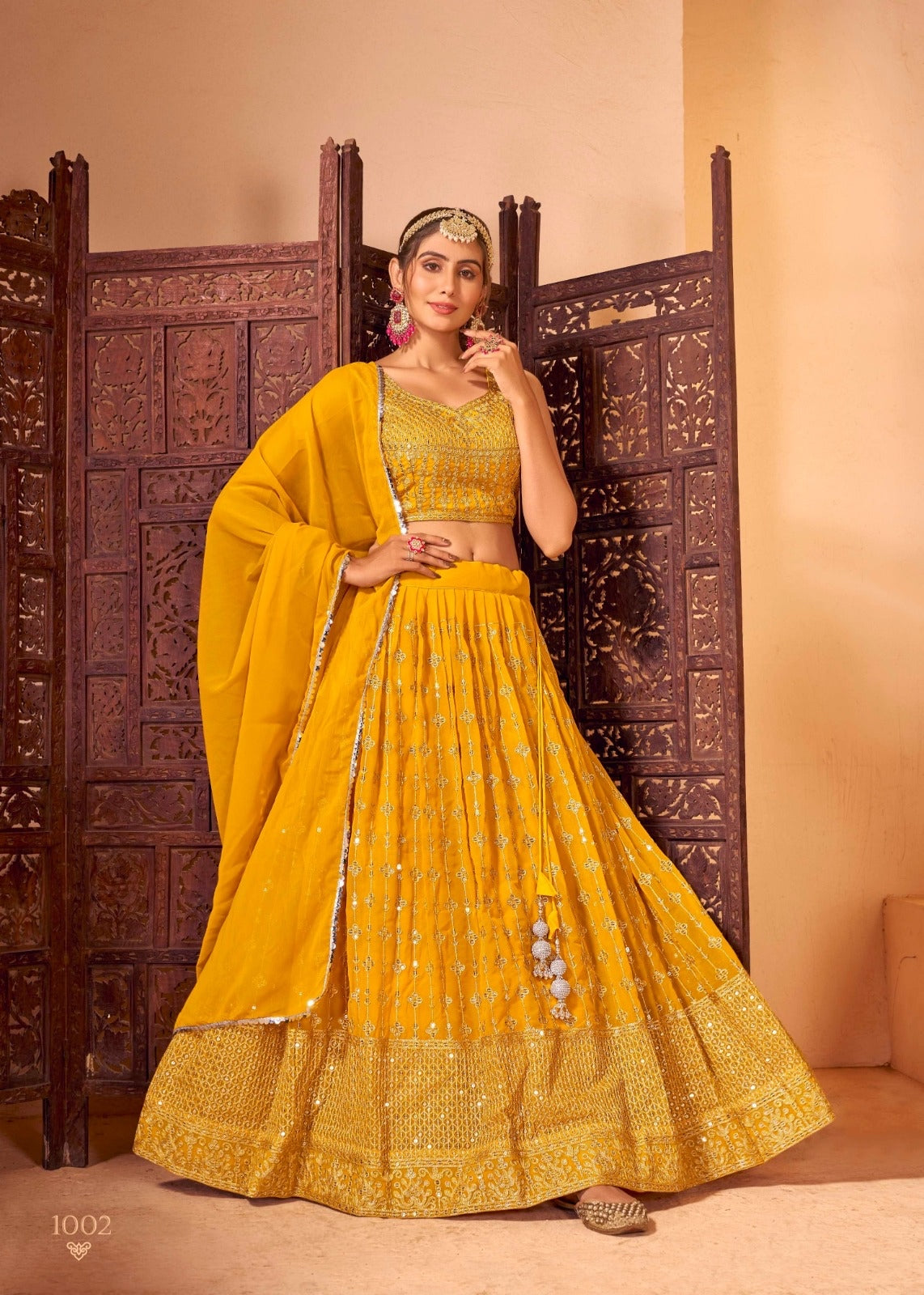Party Wear Yellow Lehenga