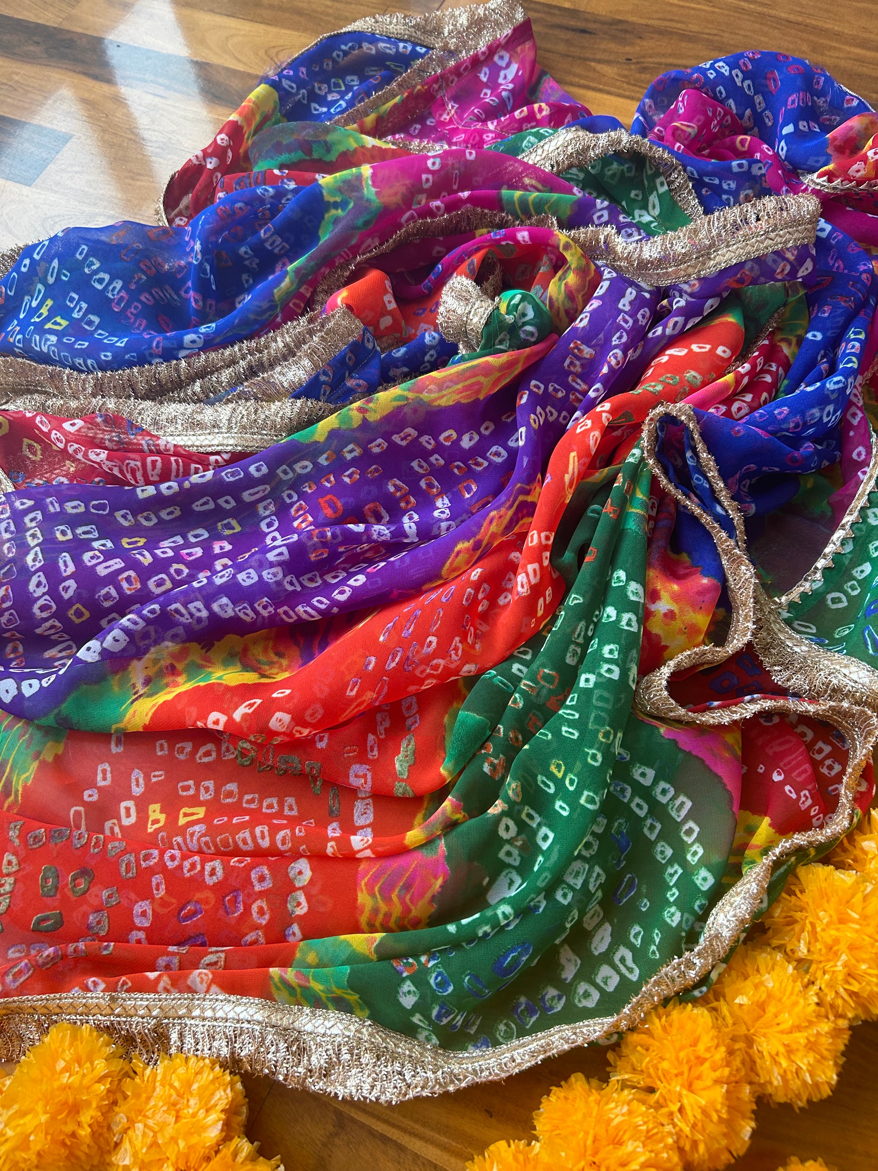 Multicolor  Bandhani Gota Patti Chunri