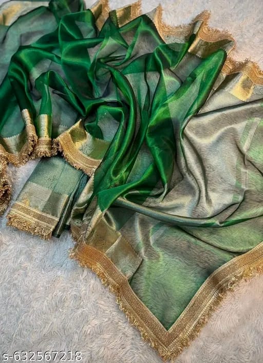 Green Chamki Banarasi Tissue Saree