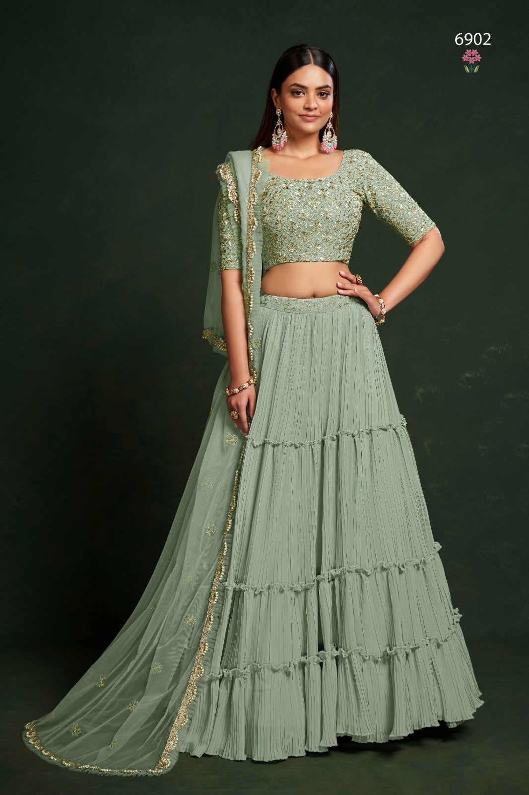 Stylish Green Lehenga
