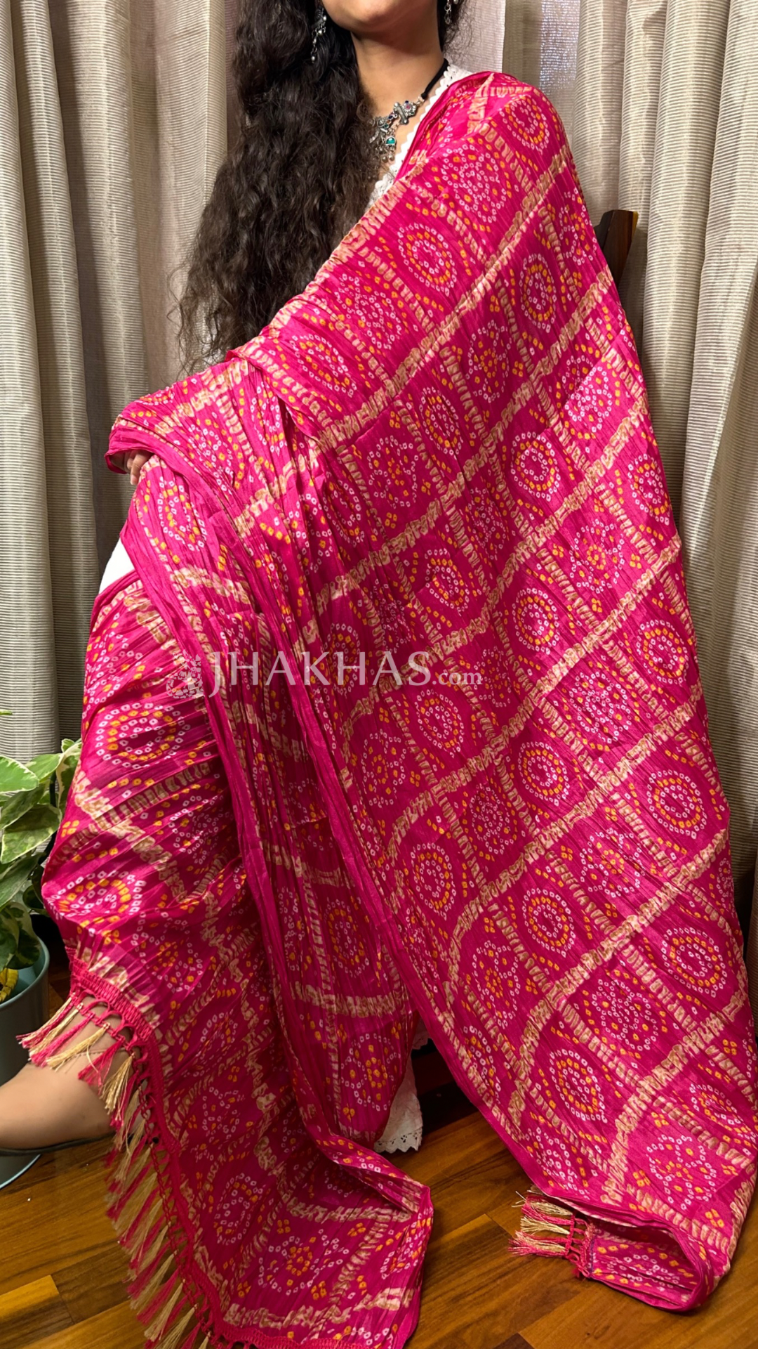 Hot Pink Ghatchola Dupatta For Wedding