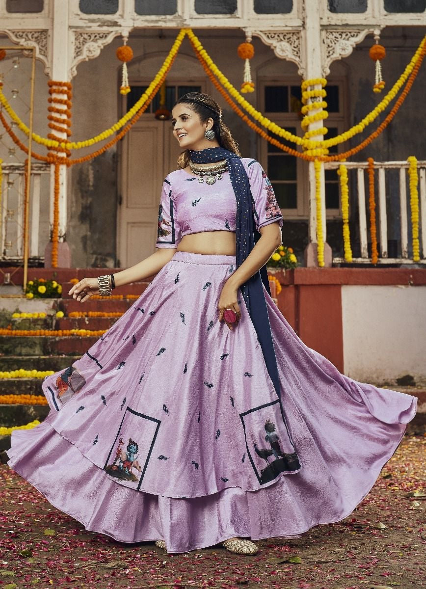 Purple Navratri Lehenha
