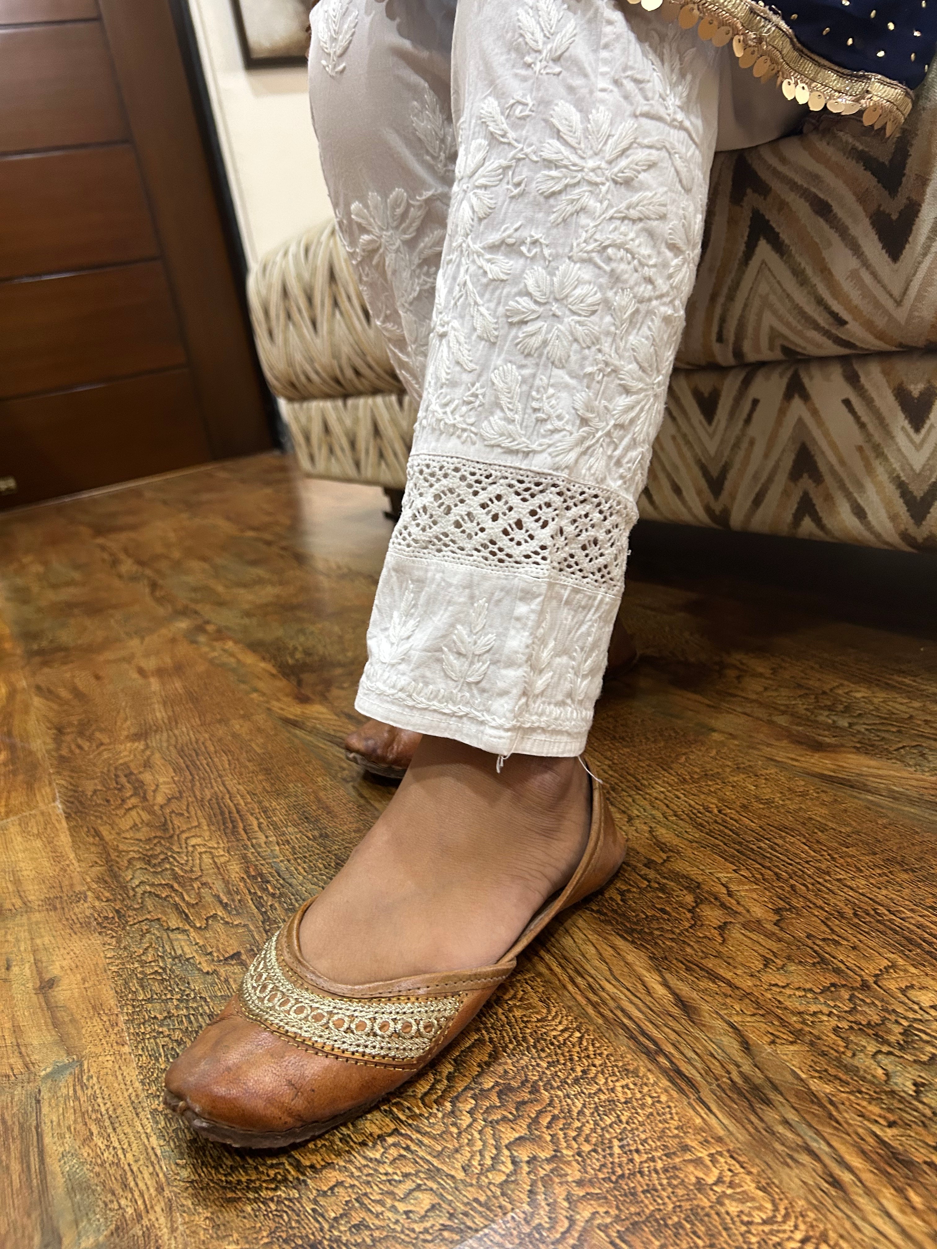 White unique pant With chikan work