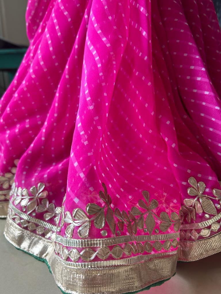 Pink Mothra Gota Patti Saree