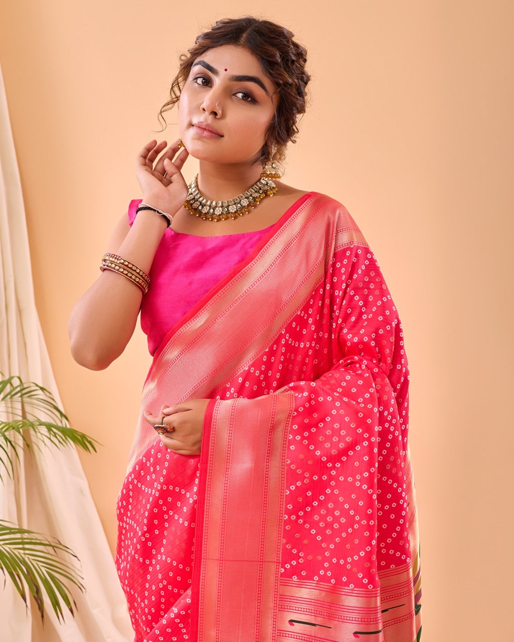 Paithani Banarasi Saree in pink