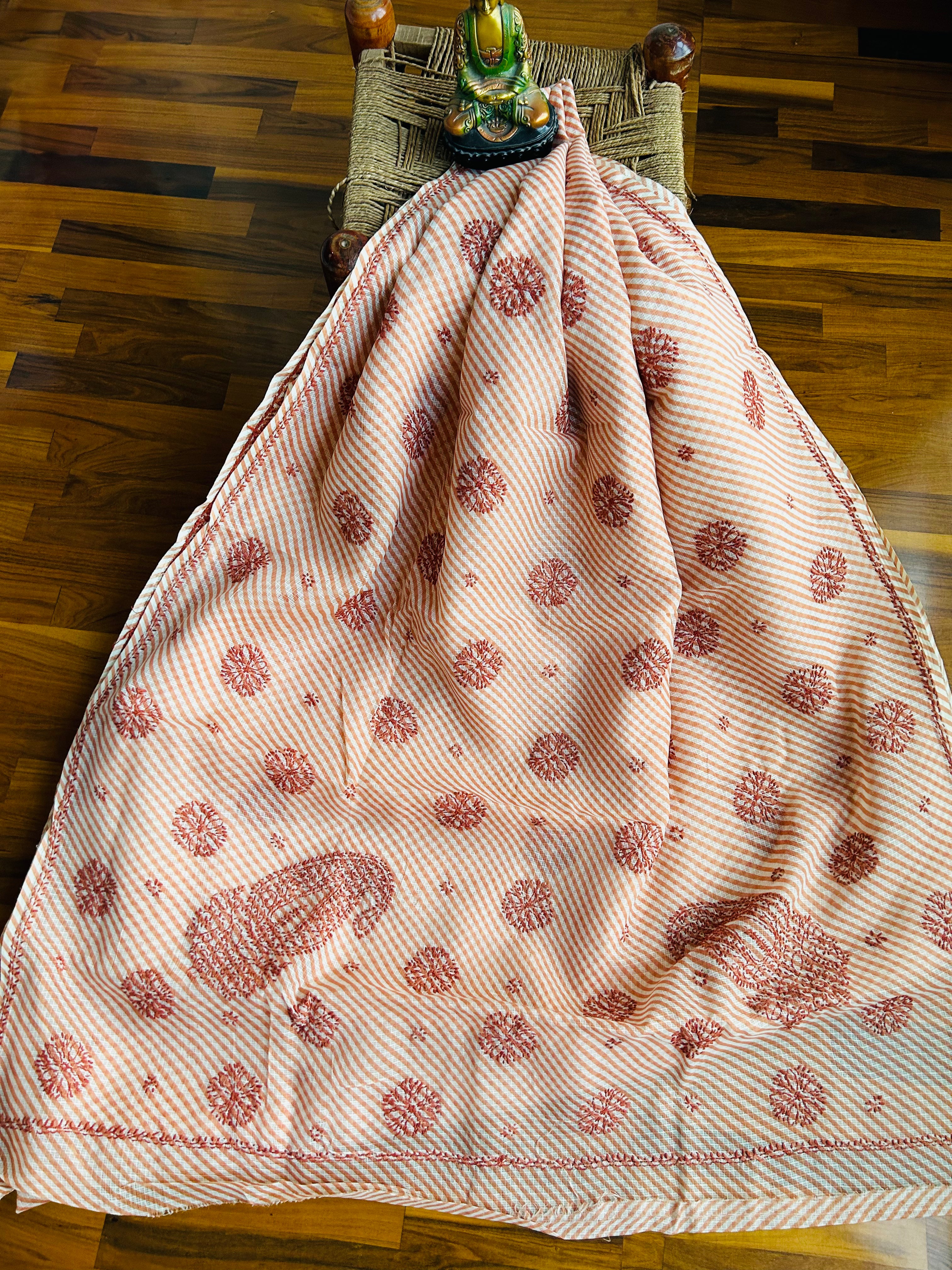 Ragini- Creamish Color Kota Doria Chikankari Work Saree