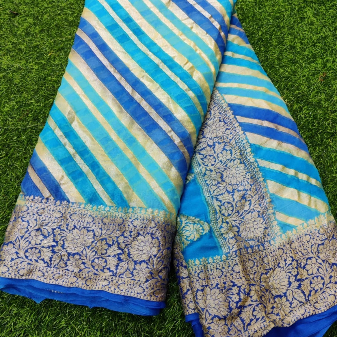 Shades of Blue Banarasi Meenakari Fun Pattern Saree