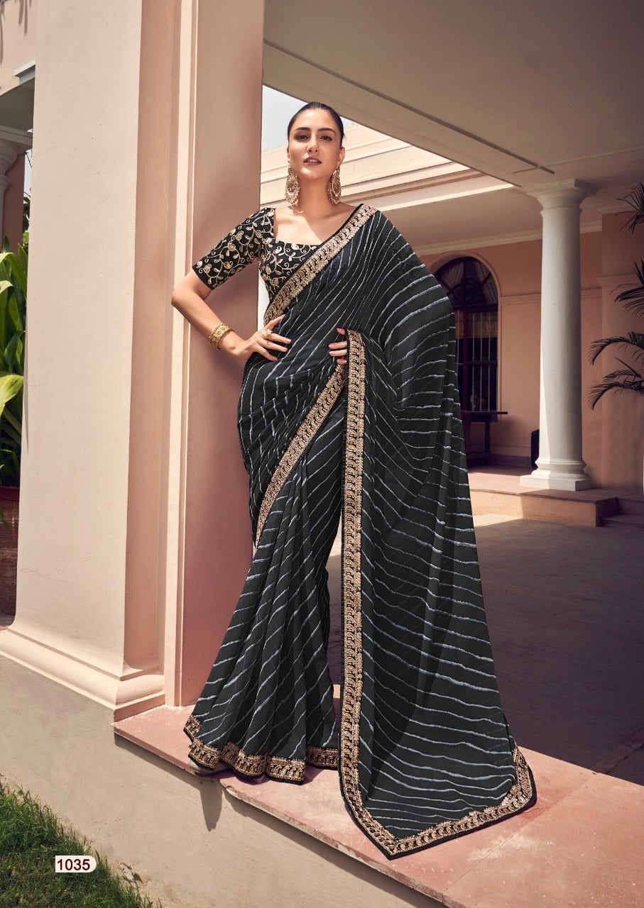 Grey Bandhani print Georgette saree