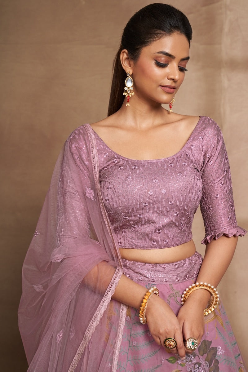 Cocktail Party Wear Mauv Lehenga