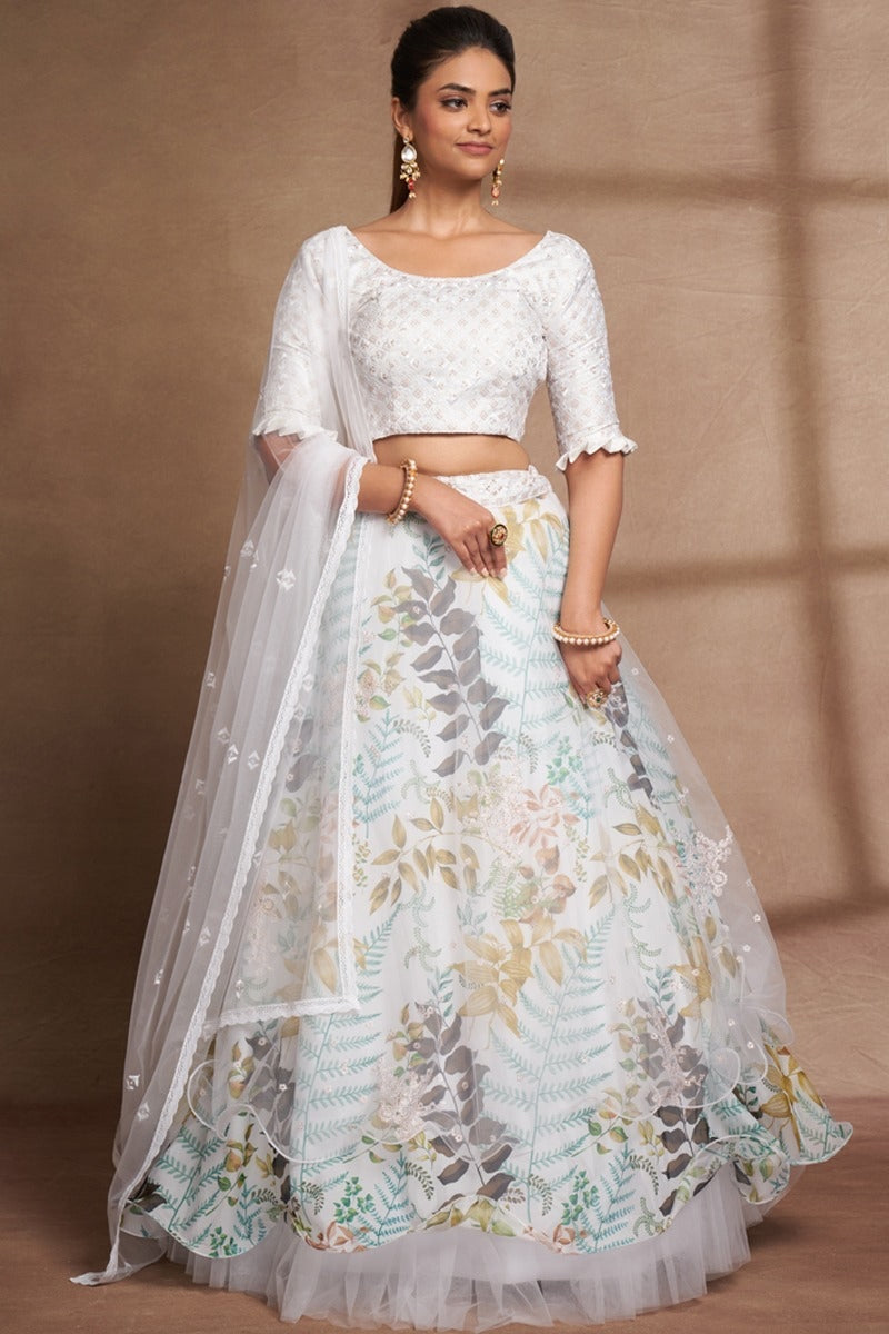 Cocktail Party White Lehenga