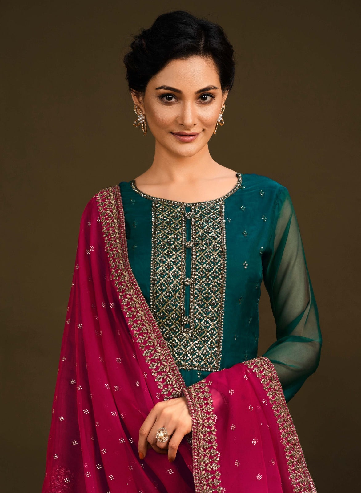 Party wear suit in green
