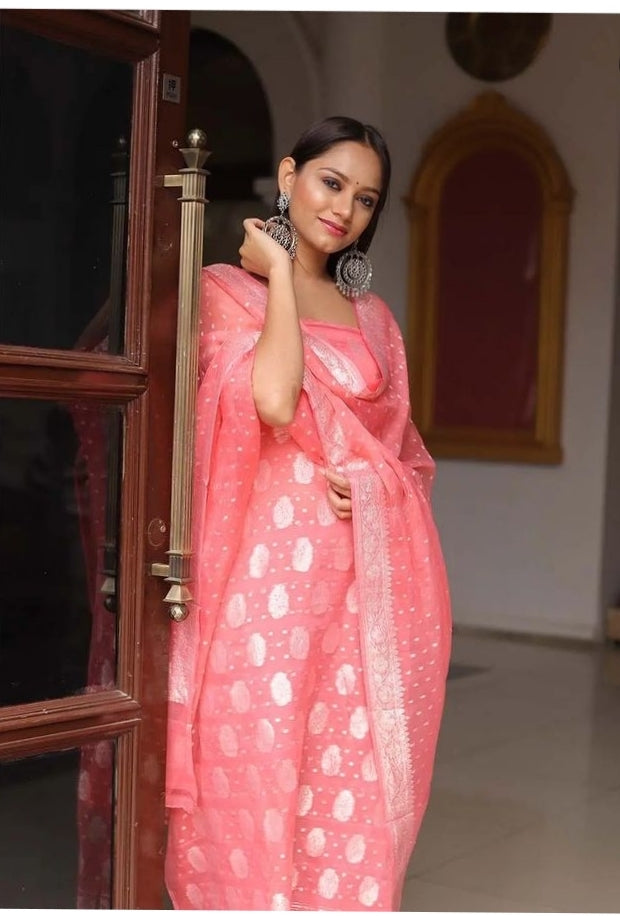 Peach Banarasi Georgette Salwar Suit
