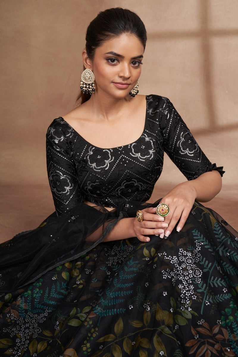 Cocktail Party Black Lehenga