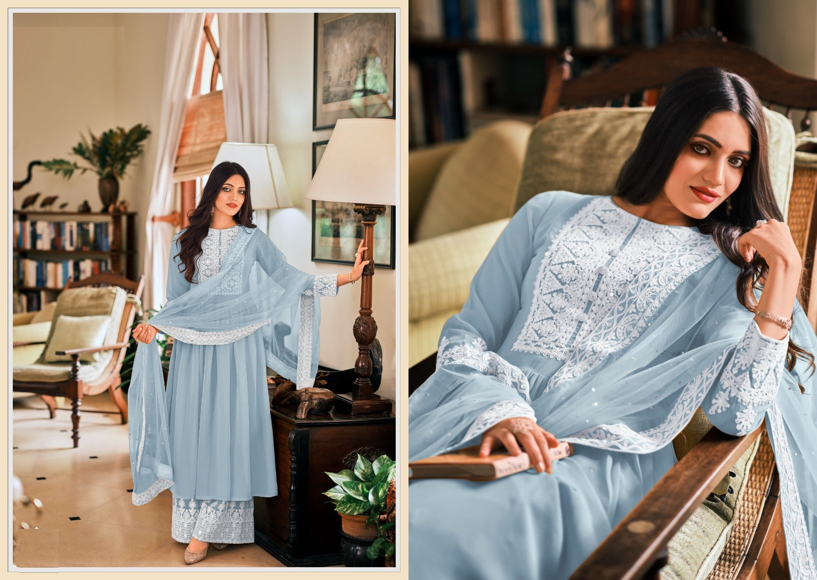 Blue palazzo bottom suit