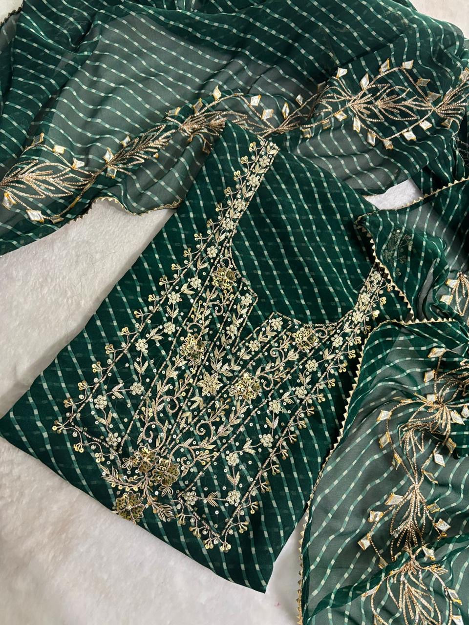 Green Leheriya Gota Patti Suit