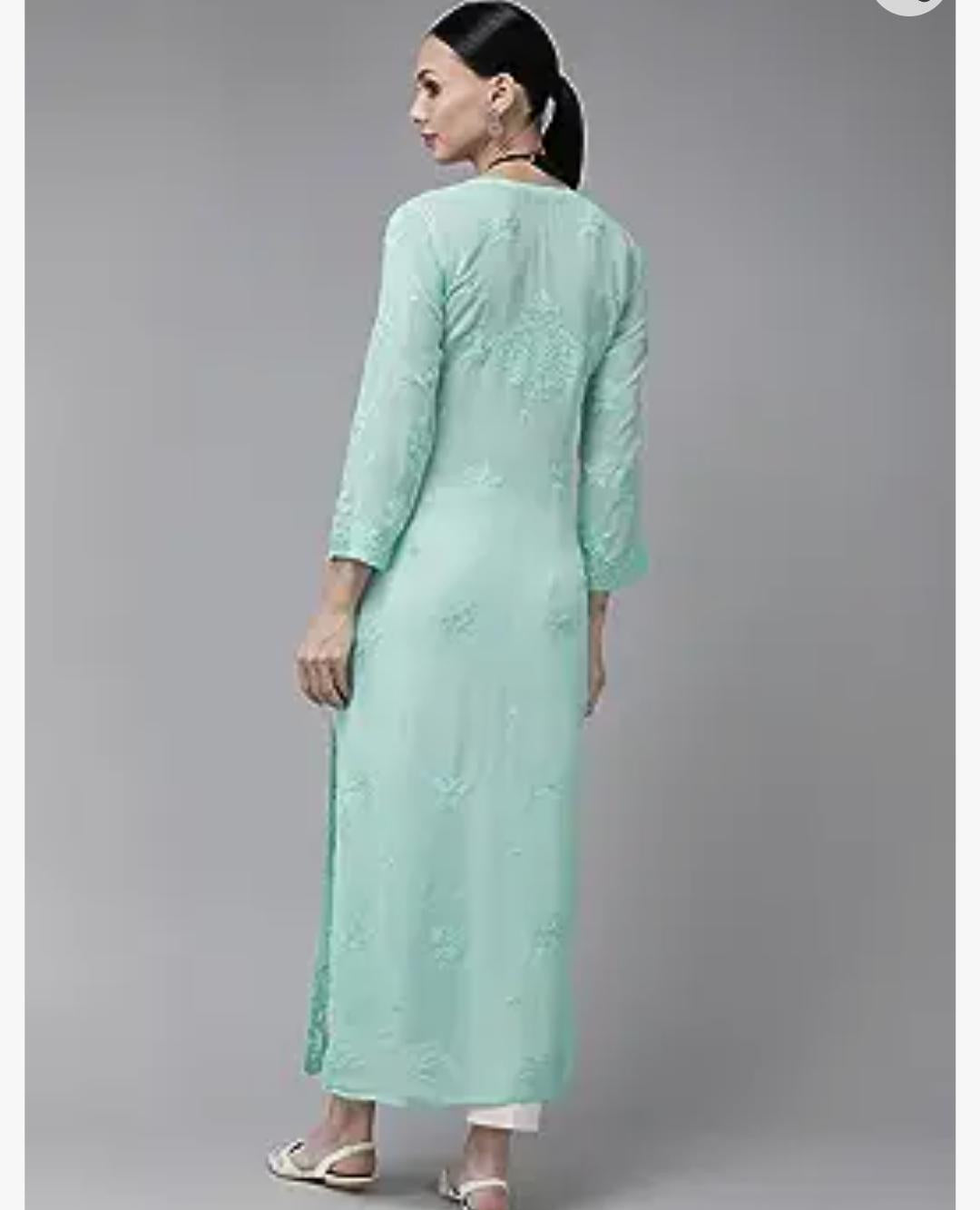 Chikankari Kurti in green