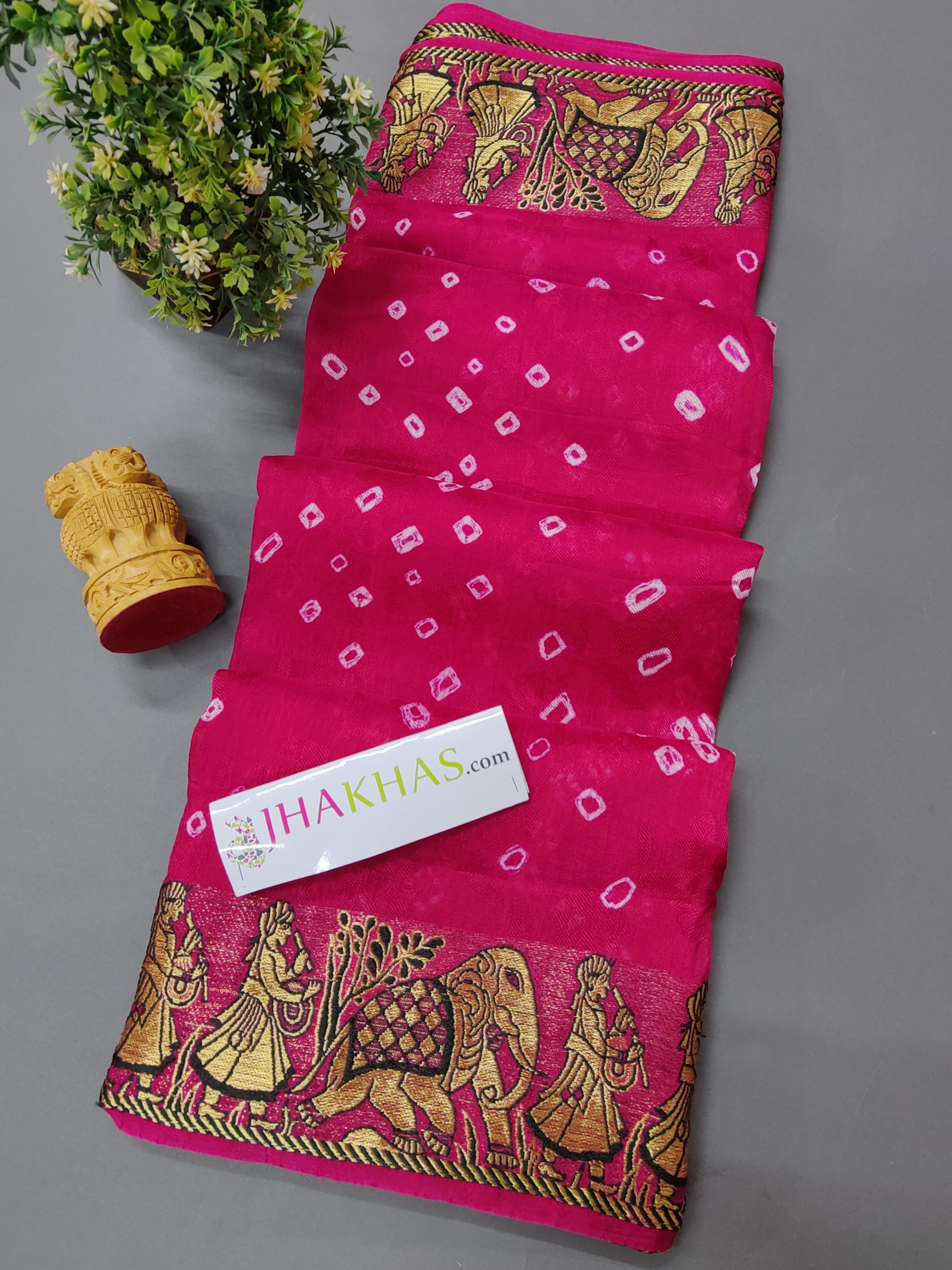 Karwachauth Special pink Bandhani Sarees
