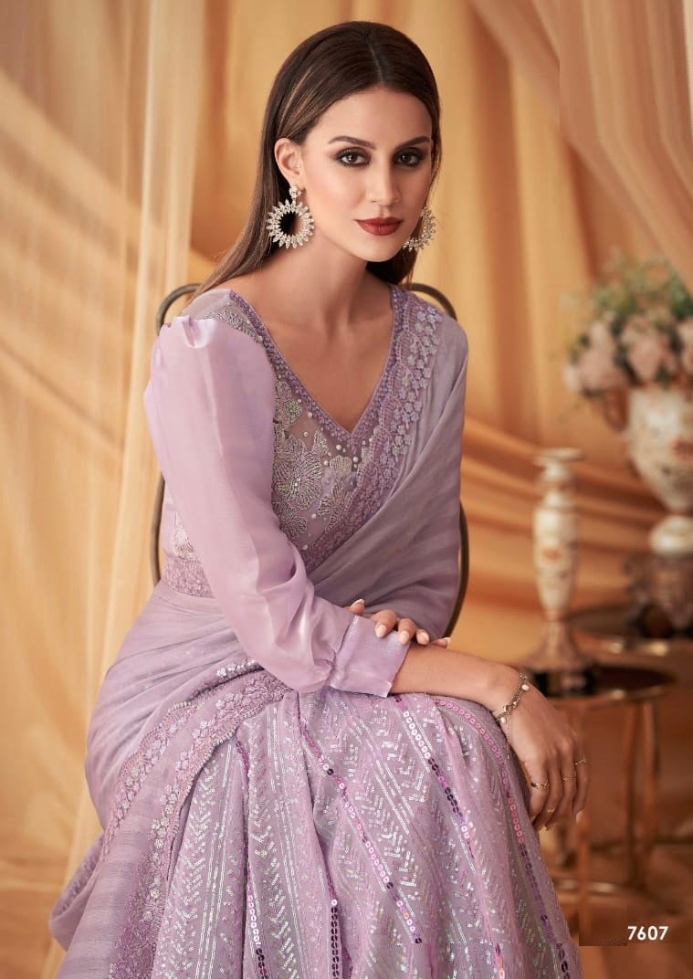 Lavender boutique style saree
