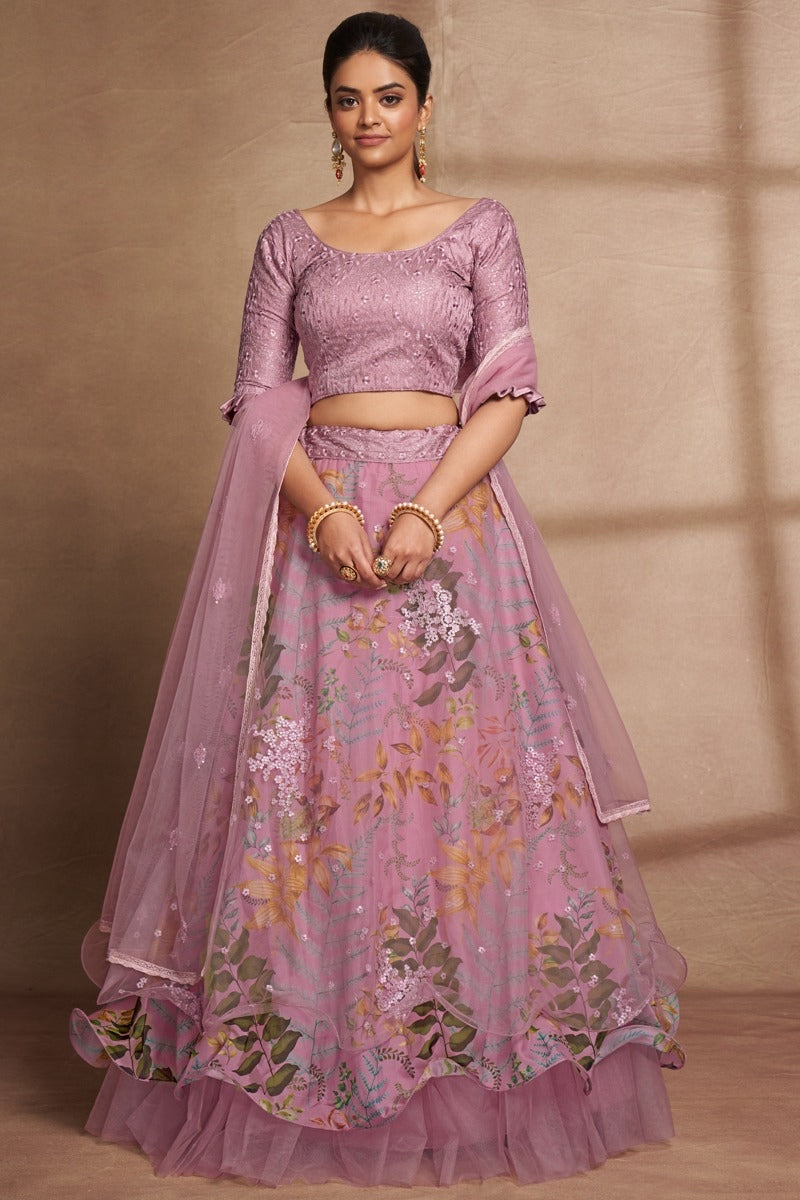 Cocktail Party Wear Mauv Lehenga