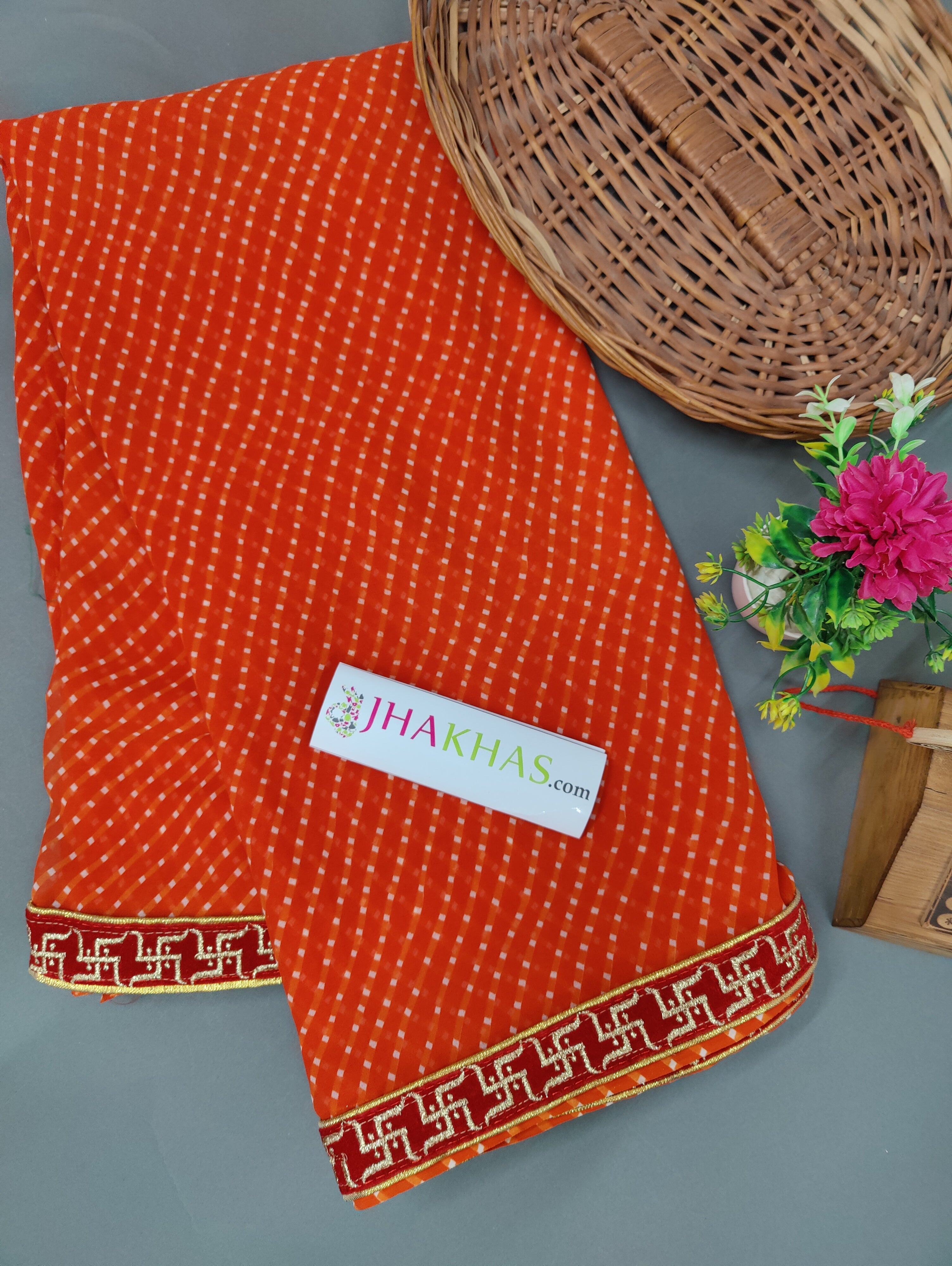 Rajasthani Leheriya Saree in orange