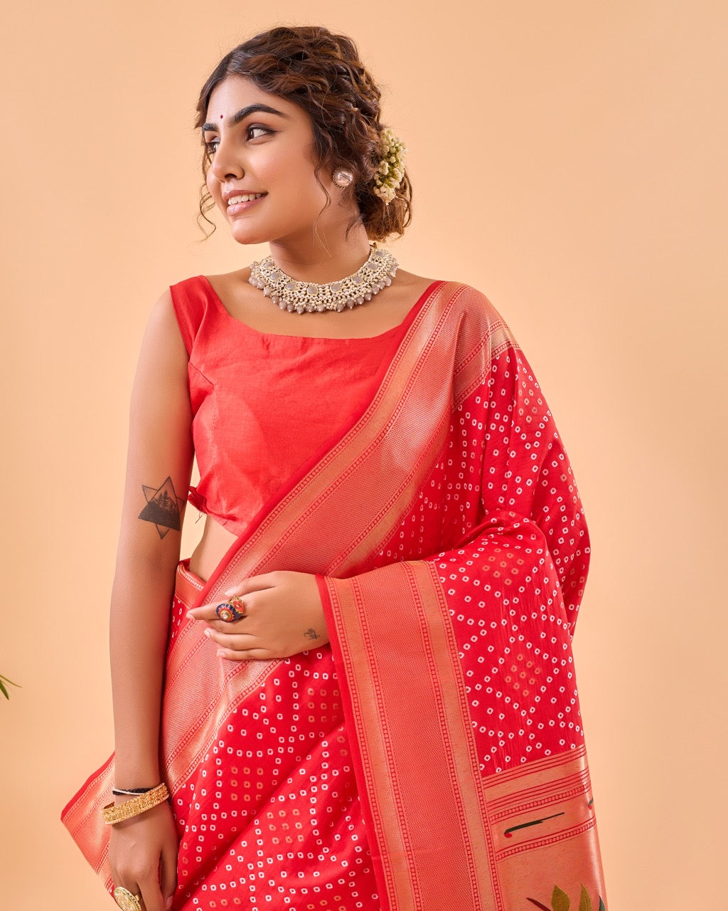 Paithani Banarasi Saree in red