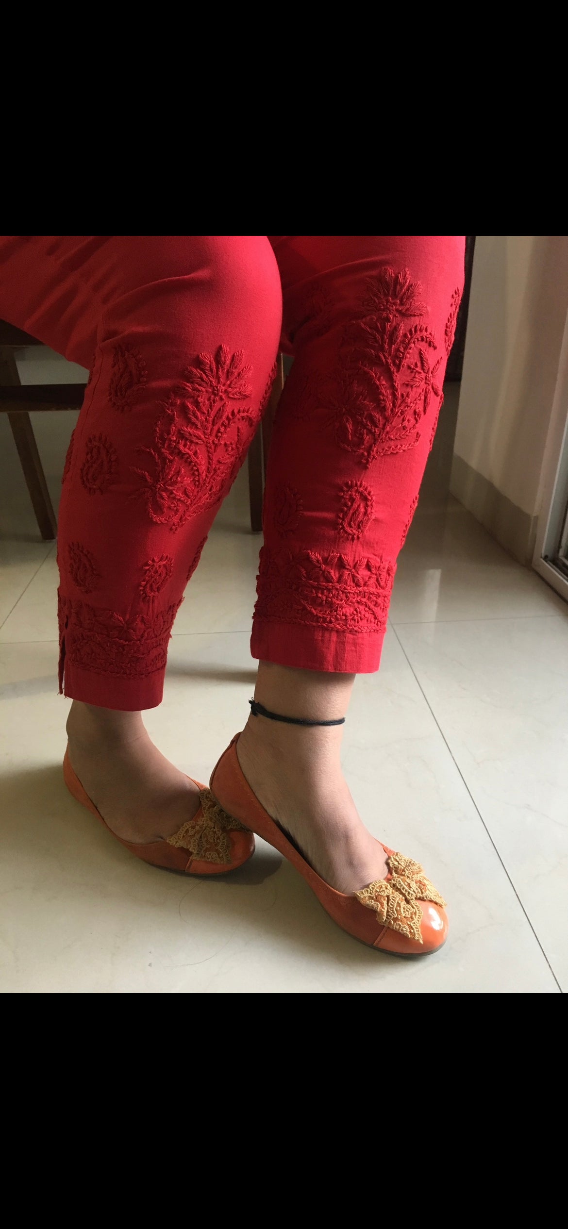 Lucknowi Chikankari Pants, Stretchable White Cotton Pants, Ankle Length  Pants, Chikankari for Indian Kurta, Straight Pants, Indian Clothes 