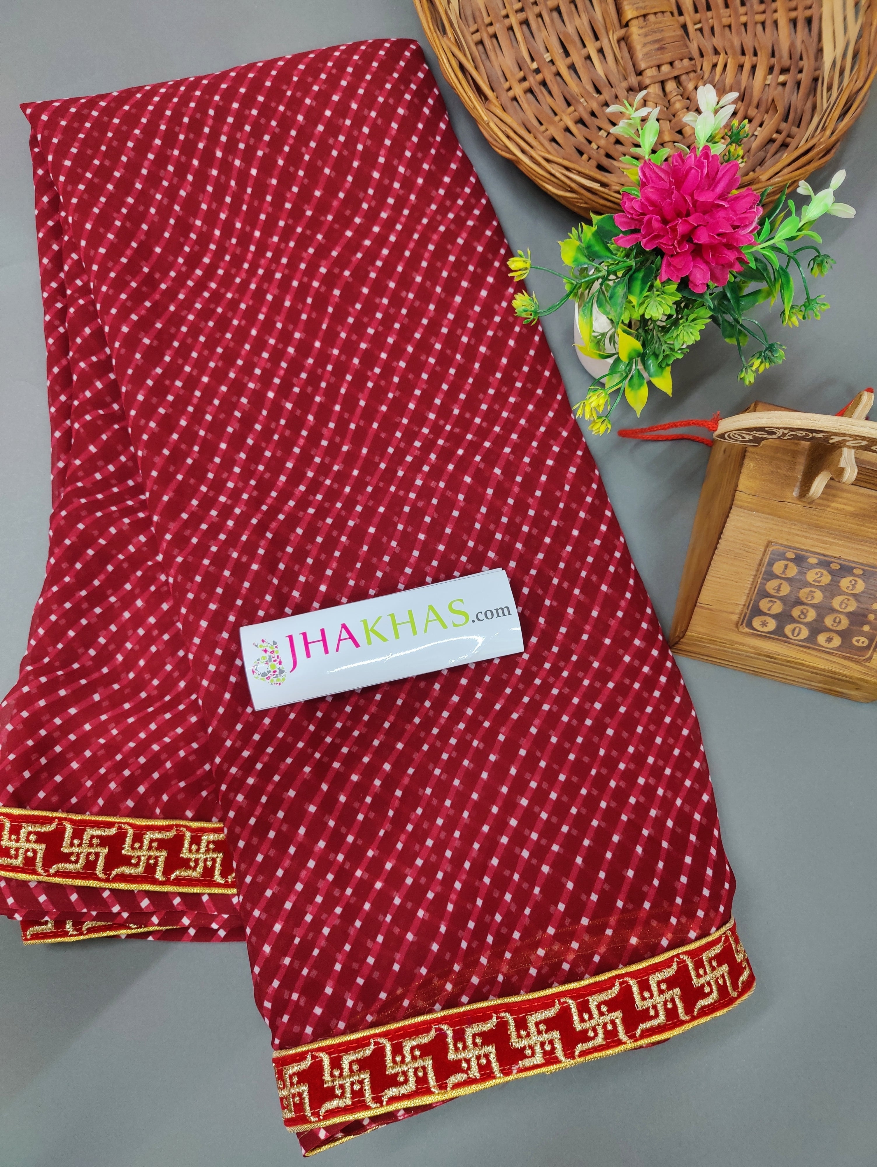 Rajasthani Leheriya Saree in maroon