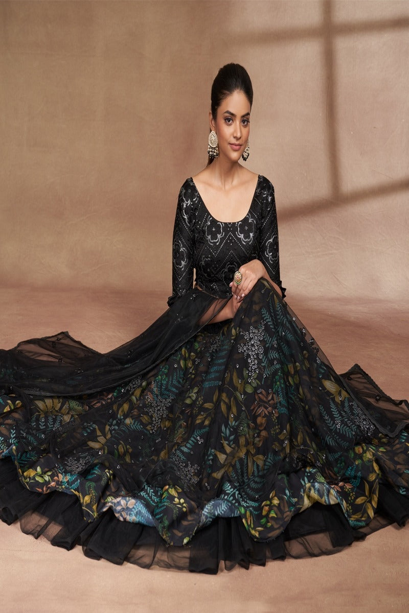 Cocktail Party Black Lehenga