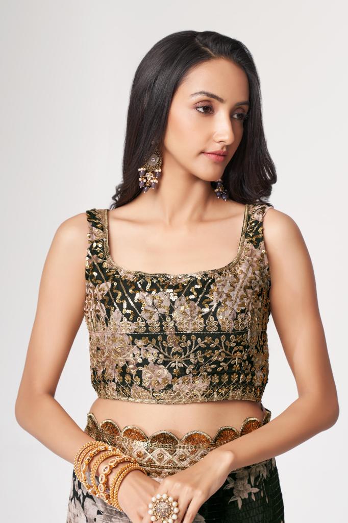 Black Organza Sequins Work Saree