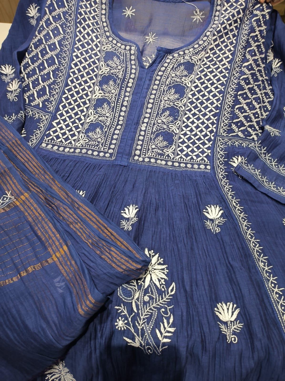 Blue Chikankari Work Semi Stitched Salwar Suit