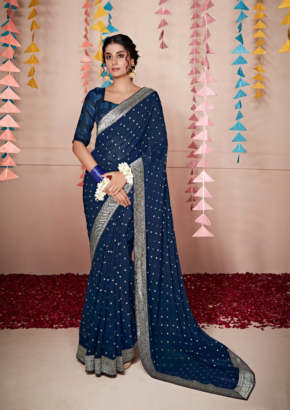 Georgette Silk Saree In Blue